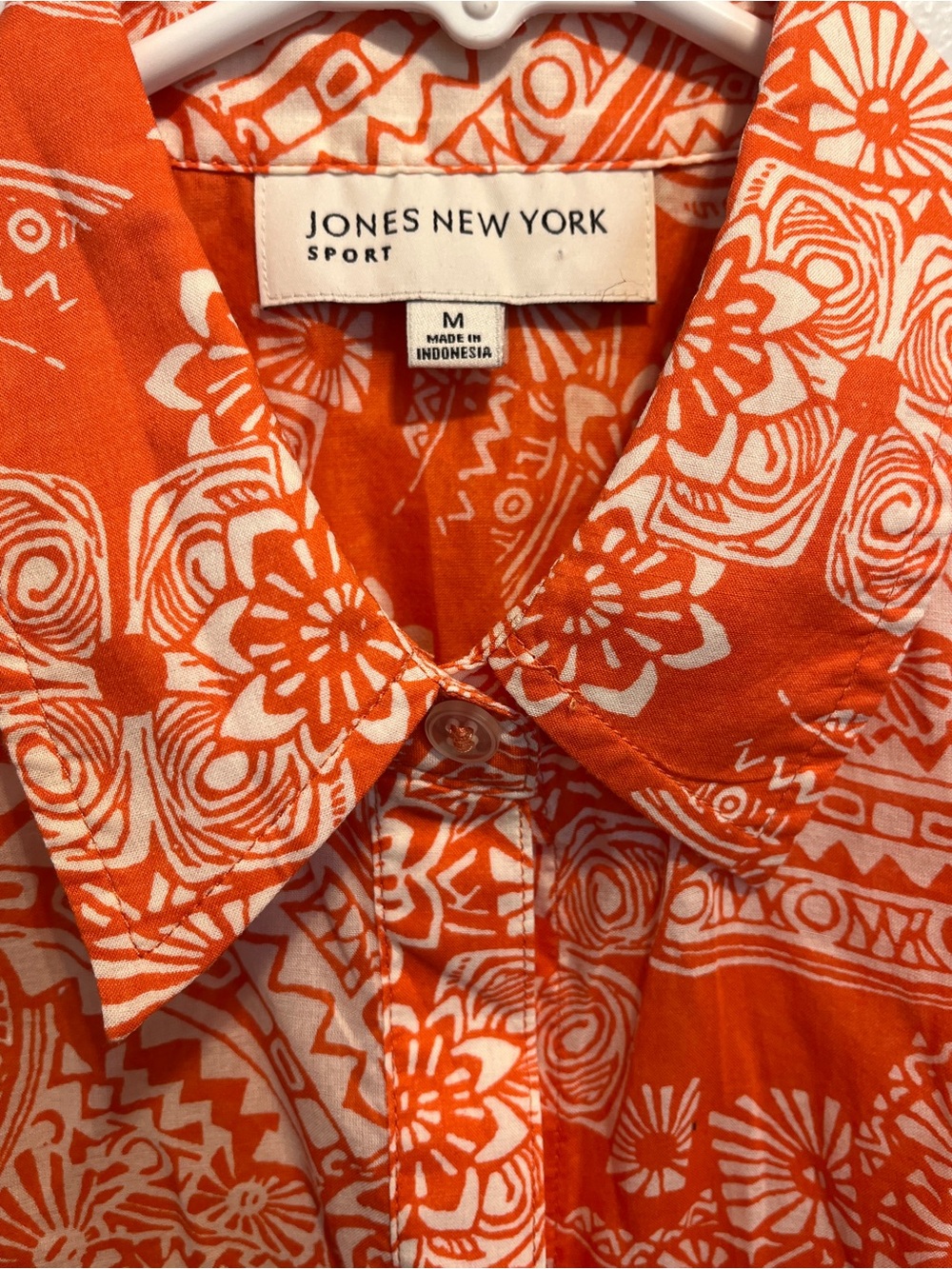 Jones New York Orange & White Short-Sleeve Button Down Shirt - Picture 2 of 3